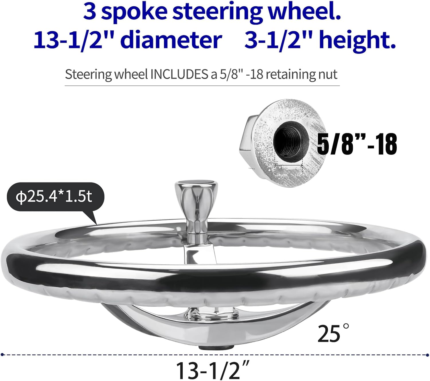Stainless Steel Boat Steering Wheel - Image 3
