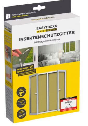 EASYmaxx Magic Click Magnetic Fly Screen Window Mosquito Net, Cut to Size (130x150 cm, Black)