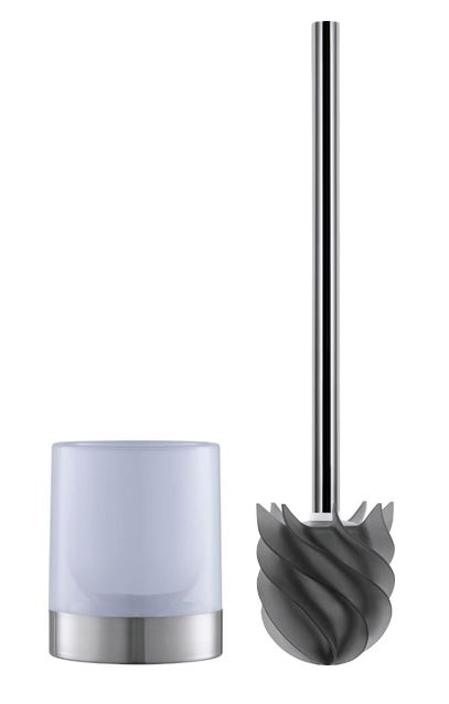 LOOMAID Silicone Toilet Brush and Holder Set with Lotus Effect (38cm, Black/Grey)
