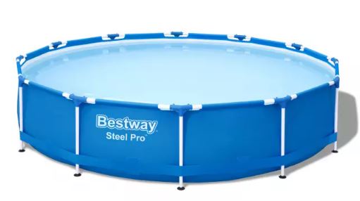Bestway Steel Pro Round Above Ground Frame Pool Set with Flowclear Filter Pump (366 x 84 cm, Blue)