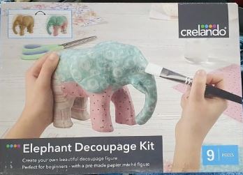 Crelando Children's DIY Elephant Papier Decoupage Craft Kit
