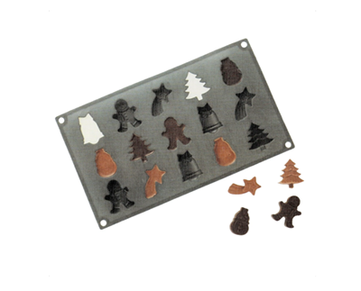Ernesto Platinum Silicone Christmas Chocolate and Candy Mold (15-Cavity Holiday Motifs)