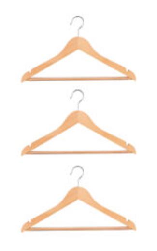 Livarno Home Heavy Duty Wooden Coat Hangers with Non-Slip Bar (3-Piece Set)
