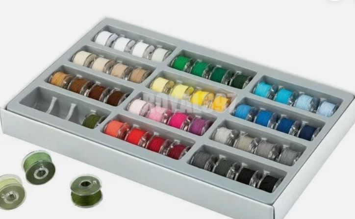 Crelando Pre-Wound Sewing Machine Bobbin Set with Storage Case (48-Piece Set)
