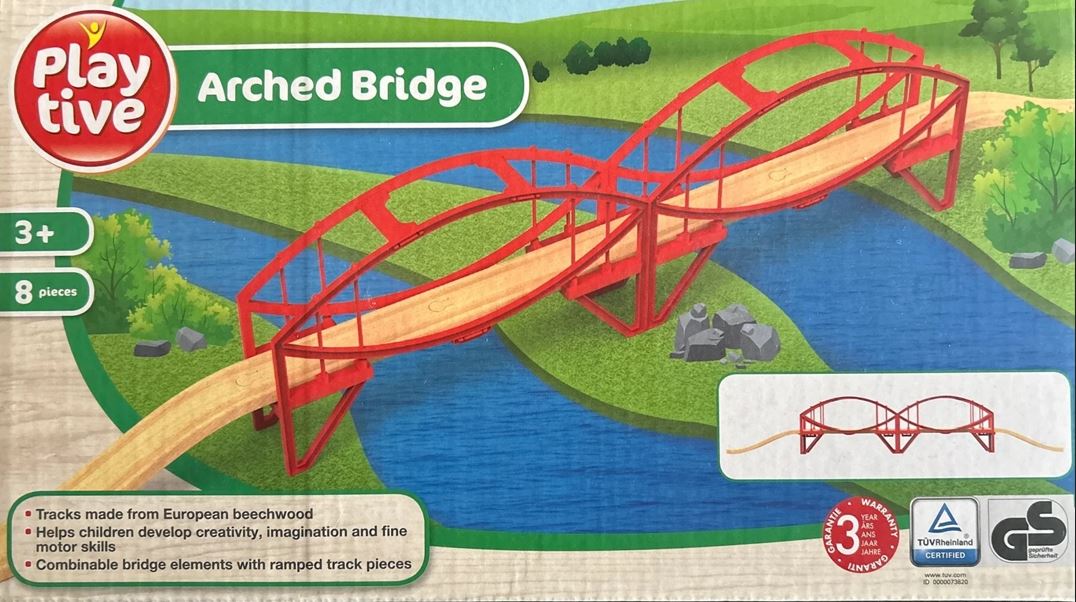 Playtive Junior Wooden Train Track Expansion Set: Bridge & Junction Tracks