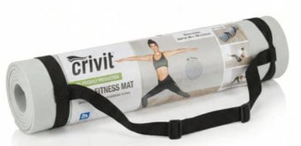 Crivit Non-Slip Fitness and Yoga Exercise Mat (Grey, 150 x 70 x 1 cm)
