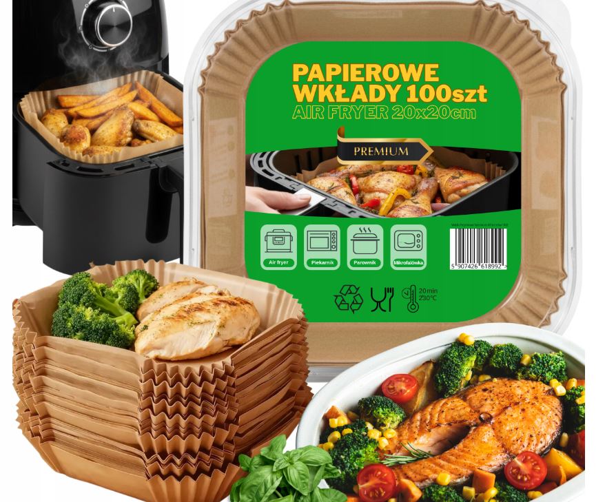 Gourmetmaxx Air Fryer Disposable Rectangular Baking Paper Liners (100 Sheets)