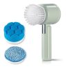 CLEANmaxx Cordless Electric Spin Scrubber & Cleaning Brush Set with 3 Interchangeable Heads (5V, 2-Speed, Mint)