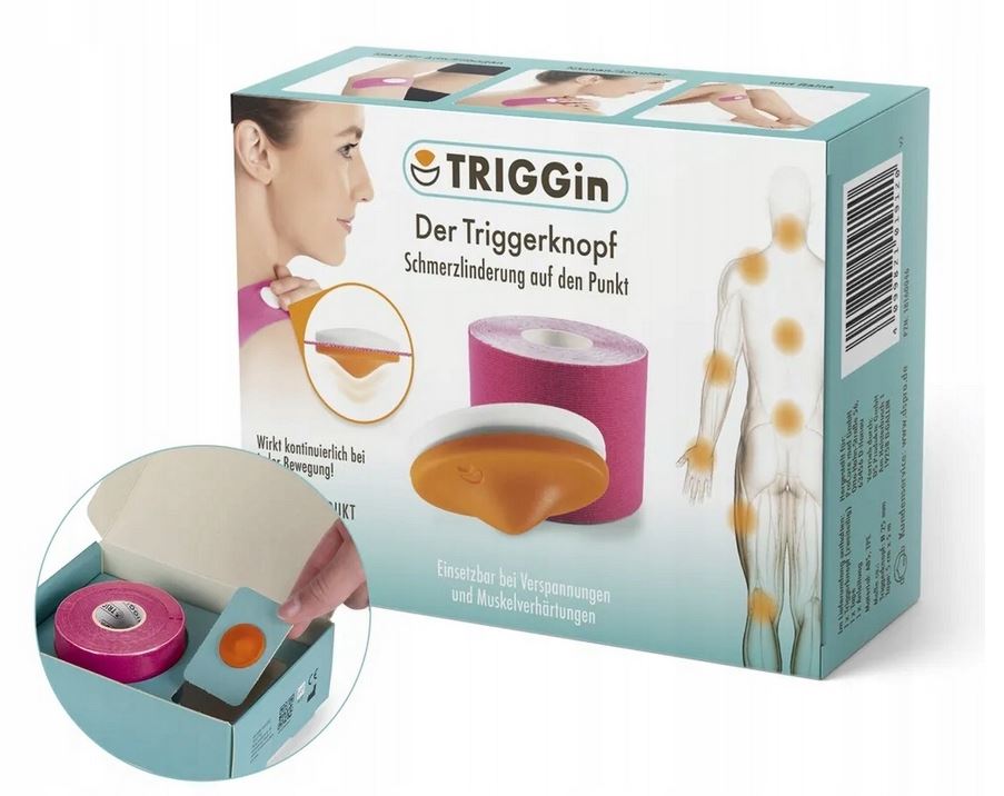 Triggin Handheld Trigger Point Massage Tool with Pink Fastening Strap for Targeted Muscle Pain Relief