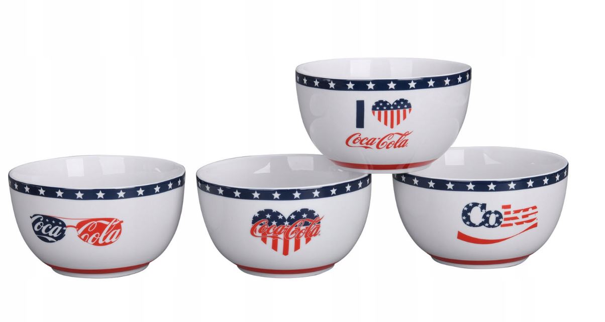 Coca-Cola 4-Piece Cereal & Soup Bowl Set (500ml)