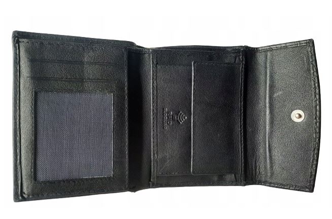 Generic Women's leather wallet, black, 10 x 12.5 cm
