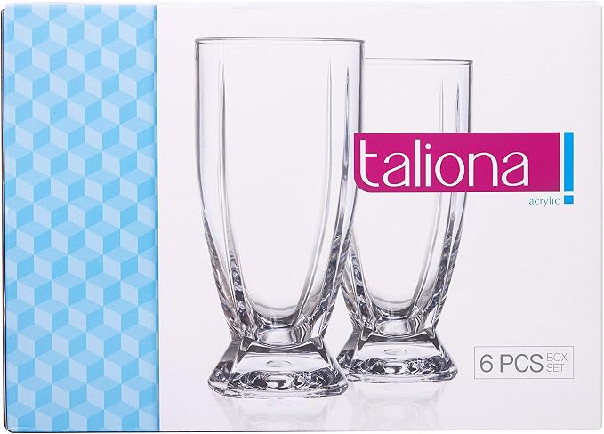 Taliona Unbreakable Acrylic Highball Tumbler Set (6-Piece, 380ml)