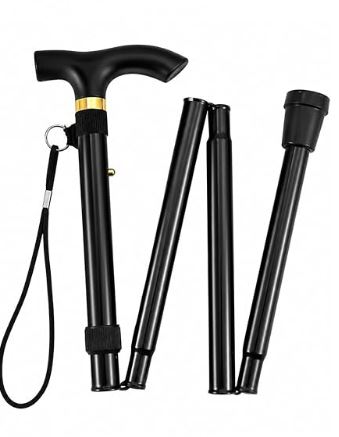 Bisinna Foldable Walking Stick for Elderly (Black)