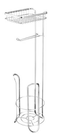 iDesign Formbu Wall-Mounted Metal Toilet Paper Holder with Wood Shelf (Chrome)