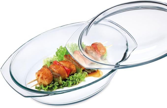 Simax Borosilicate Glass Oval Casserole Dish with Lid (3.5L / 3L Base + 1.4L Lid)