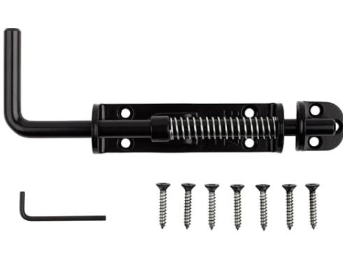 National Hardware V1142 Heavy-Duty Spring-Loaded Sliding Latch Bolt (Black)