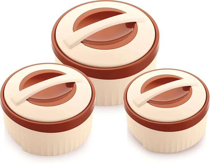 Nakoda Swift Insulated Plastic Casserole Set (3-Piece: 500ml, 1000ml, 1500ml)