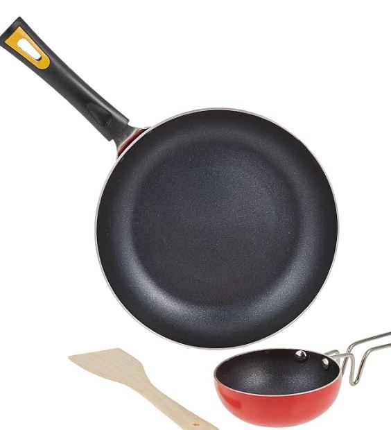 Anjali Non-Stick Premium Cookware Gift Set with Bakelite Handles (Red, Multi-Piece Set)