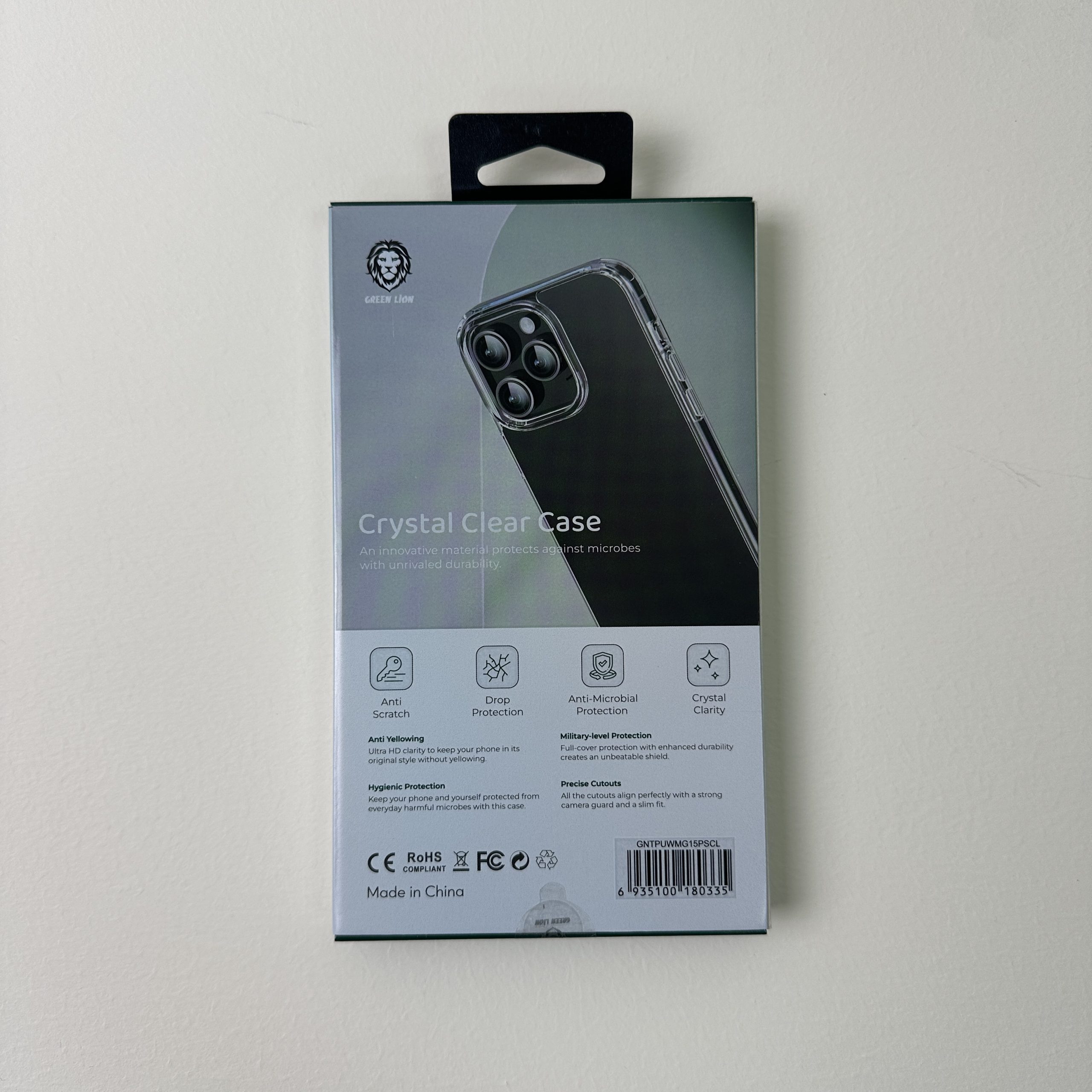 Green Lion Clear Case with Silver-Touch Metal Buttons for iPhone 15 Plus - Image 3