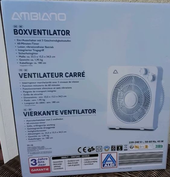 Ambiano Box Table Fan White