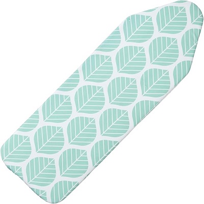 AquaPur 3-Layer Heat Reflective Padded Ironing Board Cover - Green Leaves Print