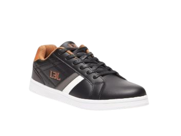 LBL by Shoexpress MOSS Men's Panelled Low Ankle Lace-Up Casual Sneakers - Black/Tan - Size 42 EU