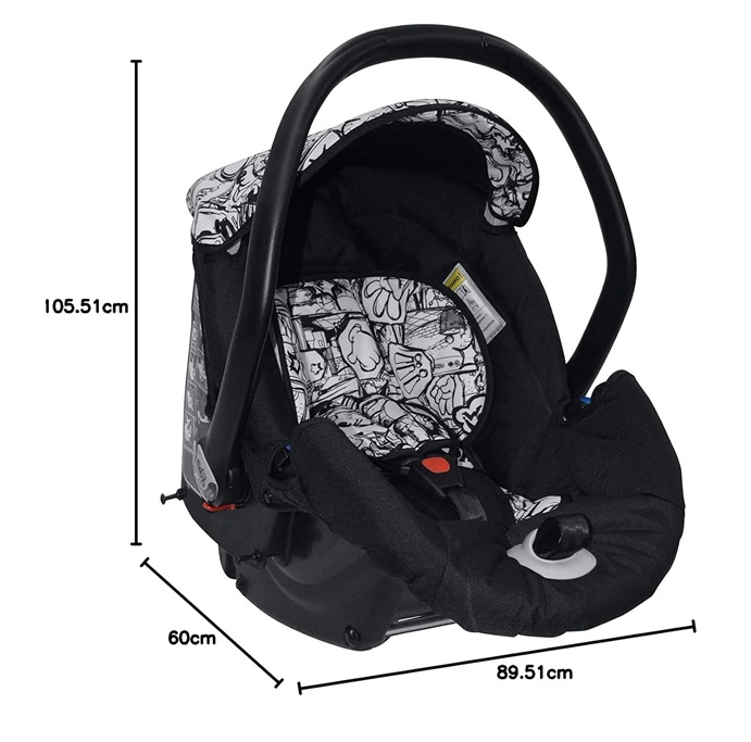 Cam Combi Tris Baby Stroller Combo Set – Convertible 3-in-1 Infant Travel System, Lightweight Pram with Adjustable Canopy ( Black & White) - Image 3