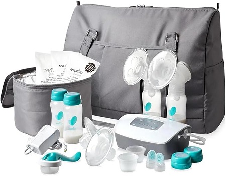 Evenflo Feeding Advanced Double Electric Breast Pump ? Hygienic Closed System Design with Adjustable Speed & Suction Control for Moms