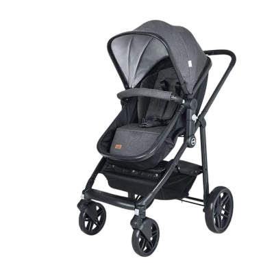MOON Tres 3-in-1 Foldable Convertible Baby Travel System Stroller Black and Grey