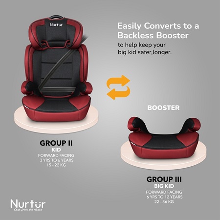 Nurtur 3-in-1 Jupiter Car Seat & Booster Seat - Maroon Black - Image 3