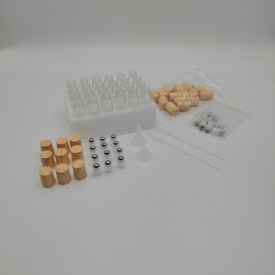 Clear Glass Essential Oil Roller Bottles Kit with Natural Bamboo Lids, Stainless Steel Roller Balls, Droppers, and Funnels (Multi-Pack DIY Set)