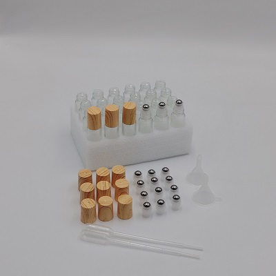 Clear Glass Essential Oil Roller Bottles Kit with Natural Bamboo Lids, Stainless Steel Roller Balls, Droppers, and Funnels (Multi-Pack DIY Set) - Image 3