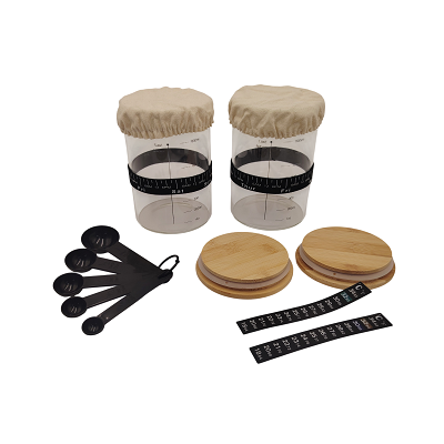 Glass Sourdough Starter Jar Kit 900ml (Set of 2 Jars with Accessories) - Image 2