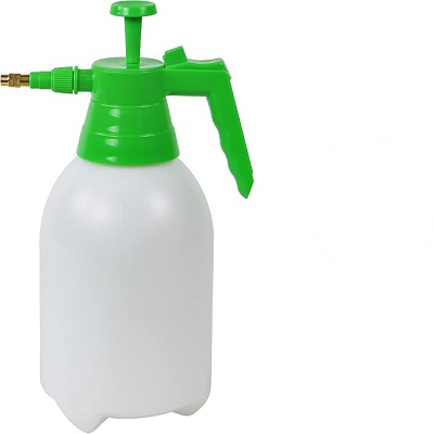 2L Portable Hand Pressure Garden Spray Bottle with Adjustable Brass Nozzle (Green & White)