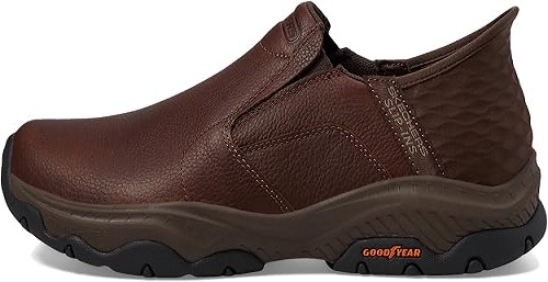 Skechers Hands Free Slip-ins Relaxed Fit Craster Lanigan Men Red Brown Leather Moccasins - Size 48.5 EU - Image 4
