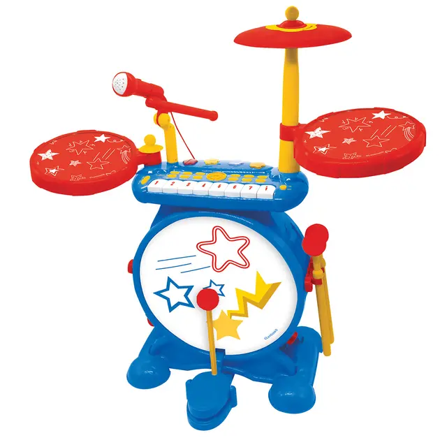 Lexibook My Rock Band 3-in-1 Complete Electronic Luminous Drums Set with Keyboard, Microphone, and Seat for Kids
