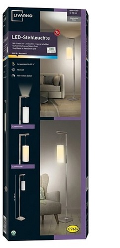 Livarno Home 180cm Premium LED Floor Lamp with Fine Textile Shade (23W, 1950lm, Warm White Light)