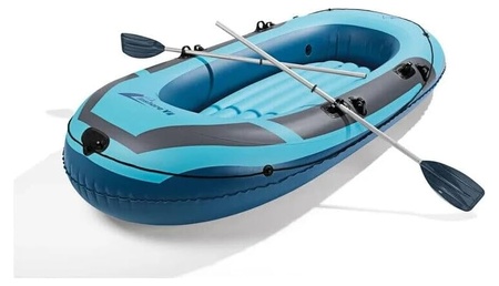 CRIVIT 3-Person Inflatable Boat Set – Heavy Duty PVC Fishing Dinghy & Lake Raft with Oars, Hand Pump & Storage Bag (272 x 130 cm, 260kg Capacity)