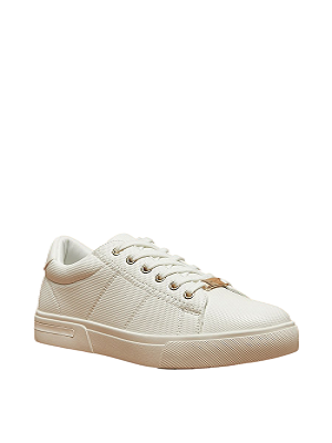 Flora Bella by Shoexpress Rissa Women Textured Low Ankle Court Sneakers with Metallic Eyelets and Lace-Up Closure - Size 36 EU