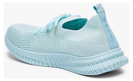 Oaklan by Shoexpress Women Light Blue Mesh Detail Textured Knitted Sports Walking Shoes with Lace-Up Closure - Size 38 EU - Image 2