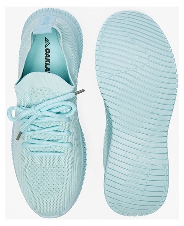 Oaklan by Shoexpress Women Light Blue Mesh Detail Textured Knitted Sports Walking Shoes with Lace-Up Closure - Size 38 EU - Image 4
