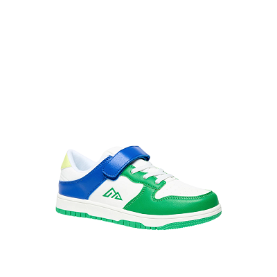Oaklan by Shoexpress Boys Green and White Colourblocked Low-Top Lifestyle Sneakers With Hook and Loop Closure - Size 36 EU