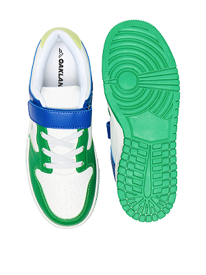Oaklan by Shoexpress Boys Green and White Colourblocked Low-Top Lifestyle Sneakers With Hook and Loop Closure - Size 36 EU - Image 3
