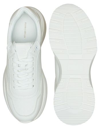 Flora Bella by Shoexpress Ravenna Women White Monotone Low Ankle Sneakers with Lace-Up Closure - Size 39 EU - Image 4