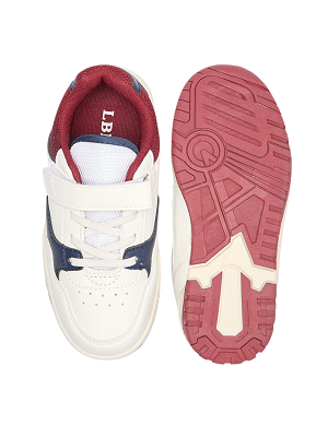 LBL by Shoexpress Boys White and Navy Panelled Low-Top Sneakers with Hook and Loop Closure - Size 38 EU - Image 4