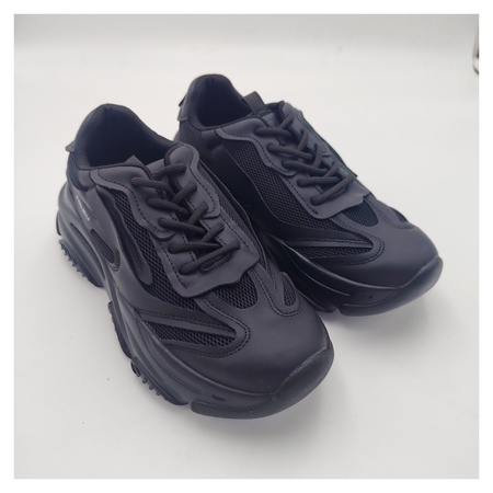 Flora Bella by Shoexpress Rena Women Black Panelled Textured Chunky Sneakers with Lace-Up Closure - Size 38 EU - Image 3