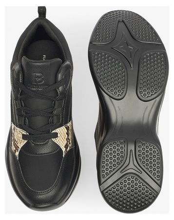 Flora Bella by Shoexpress Rosaline Women Black Animal Print Panelled Wedge Heel Sneakers with Lace-Up Closure - Size 37 EU - Image 4