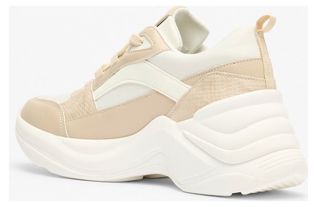 Flora Bella by Shoexpress Rosaline Women Beige Lace-Up Low Ankle Sneakers with Wedge Heels - Size 41 EU - Image 2