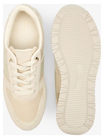 Flora Bella by Shoexpress Caroline Women Monogram Panelled Lace-Up Ankle Sneakers with Gold Metallic Detail - Size 41 EU - Image 4