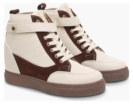 Flora Bella by Shoexpress Unity Women Multicolour Colourblock High-Top Wedge Heel Panelled Sneakers with Hook and Loop Closure - Size 37 EU